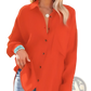 Women's Relaxed Fit Dropped Shoulder Button Up Shirt