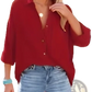 Women's Relaxed Fit Dropped Shoulder Button Up Shirt