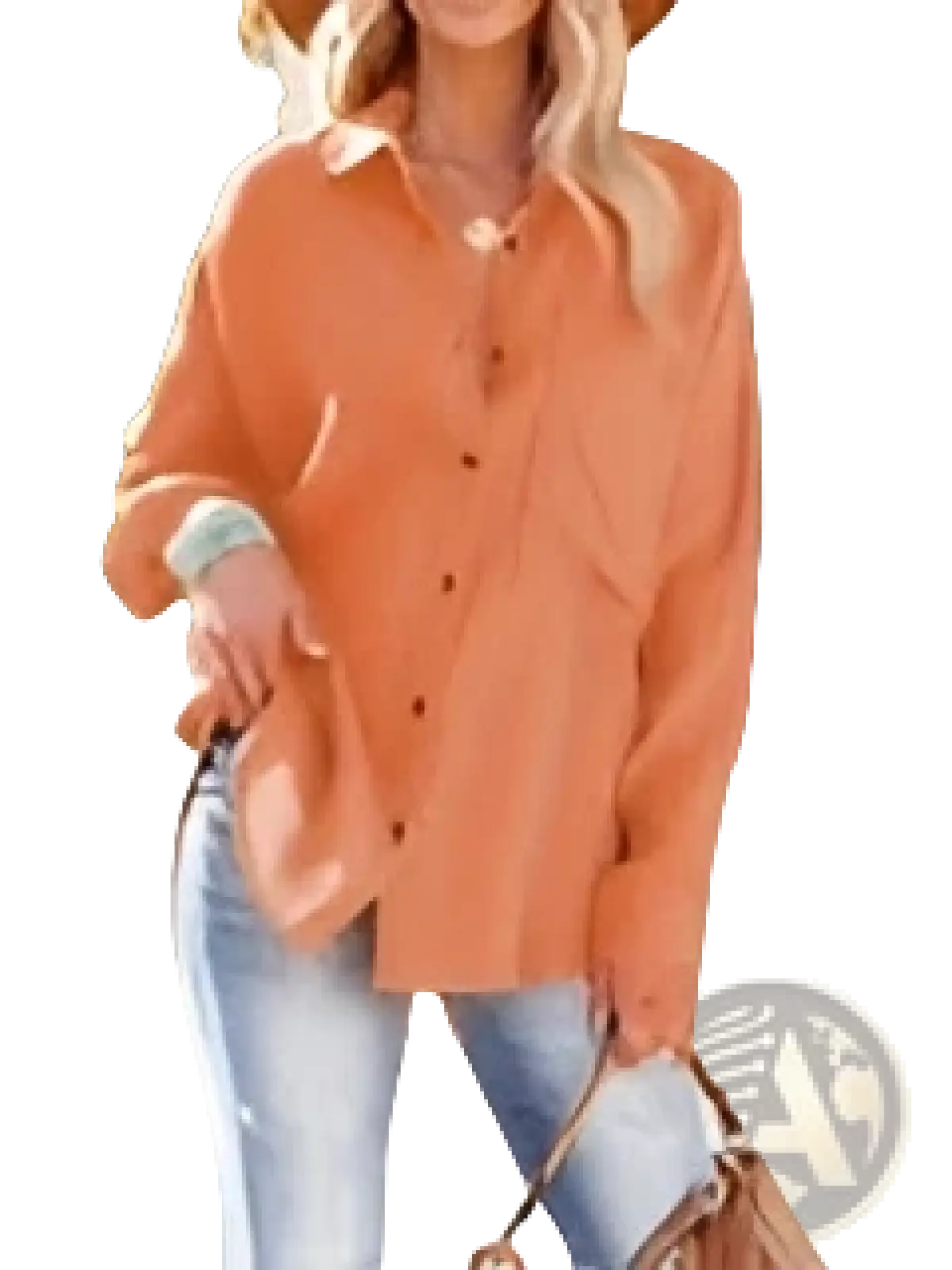 Women's Relaxed Fit Dropped Shoulder Button Up Shirt
