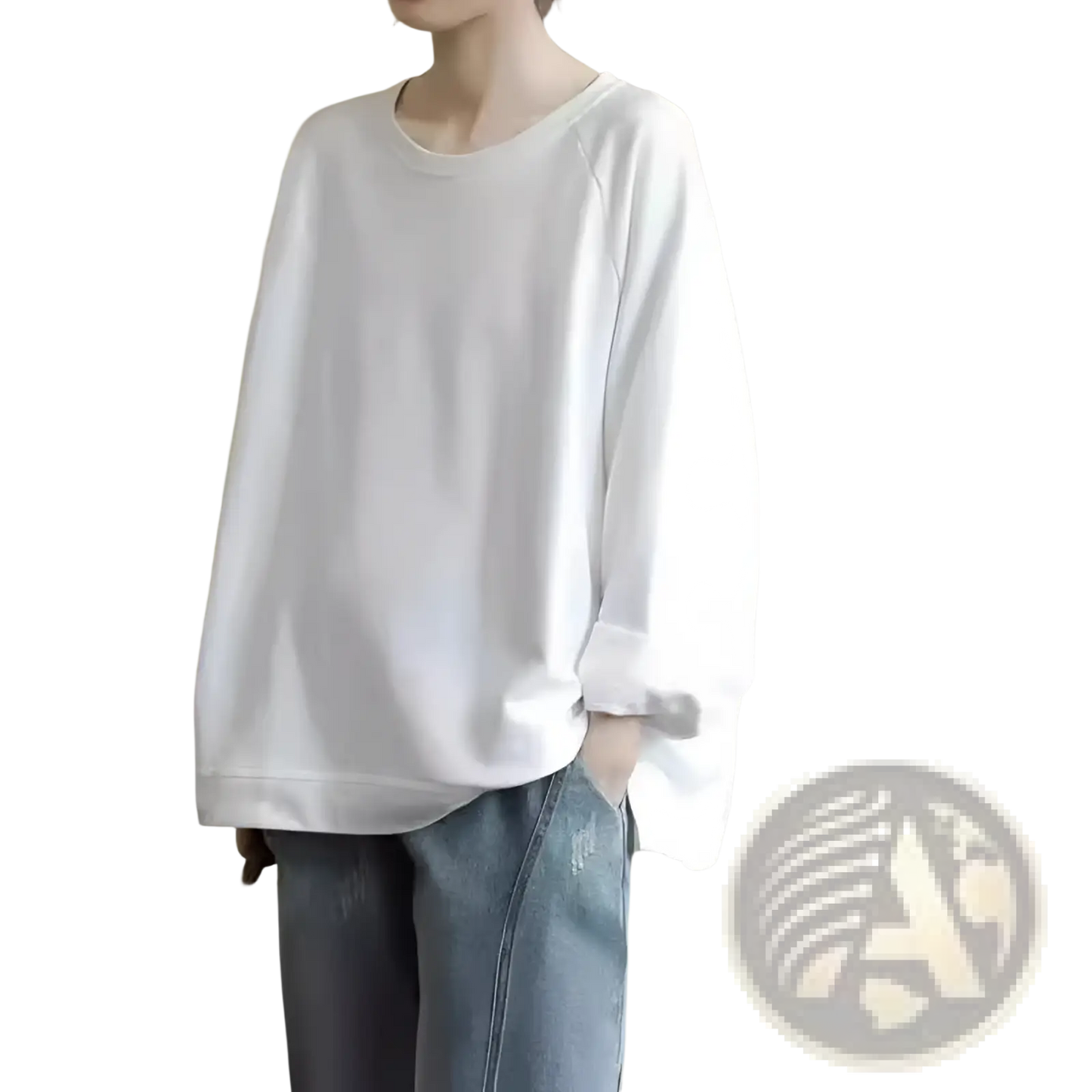 Women's Relaxed Oversized Cotton Blend Pullover Sweatshirt