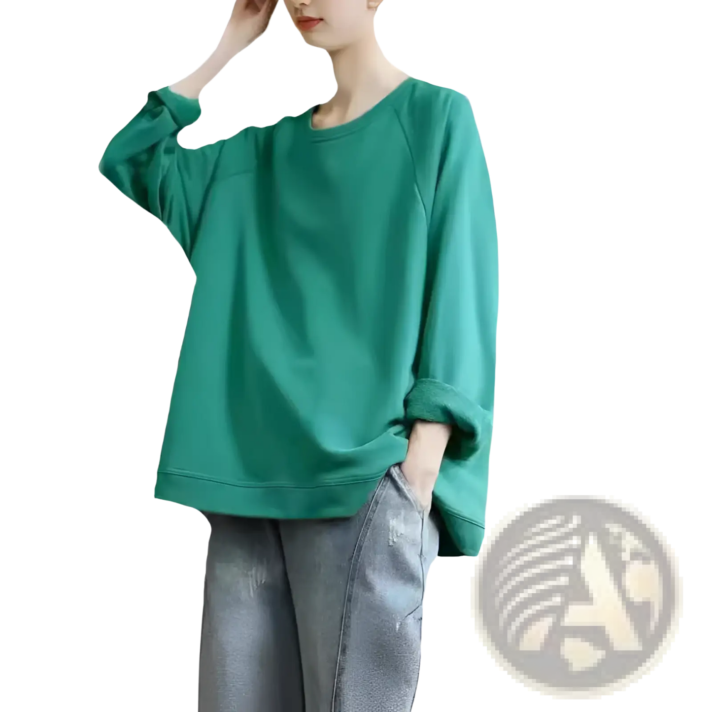 Women's Relaxed Oversized Cotton Blend Pullover Sweatshirt
