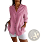 Women's Relaxed Pleated Button Up Shirt with Rolled Sleeves