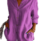 Women's Relaxed Pleated Button Up Shirt with Rolled Sleeves