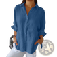 Women's Relaxed Pleated Button Up Shirt with Rolled Sleeves