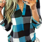 Women's Relaxed v Neck Plaid Flannel Tunic Top