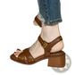 Women's Retro French Leather Mid Heel Sandals