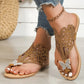 Women's Rhinestone Hollow Flat Slip on Sandals
