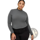 Women's Ruffled Ribbed Knit Slim Fit Mock Neck Top