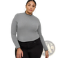 Women's Ruffled Ribbed Knit Slim Fit Mock Neck Top