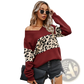 Women's off Shoulder Leopard Print Spliced Sweatshirt