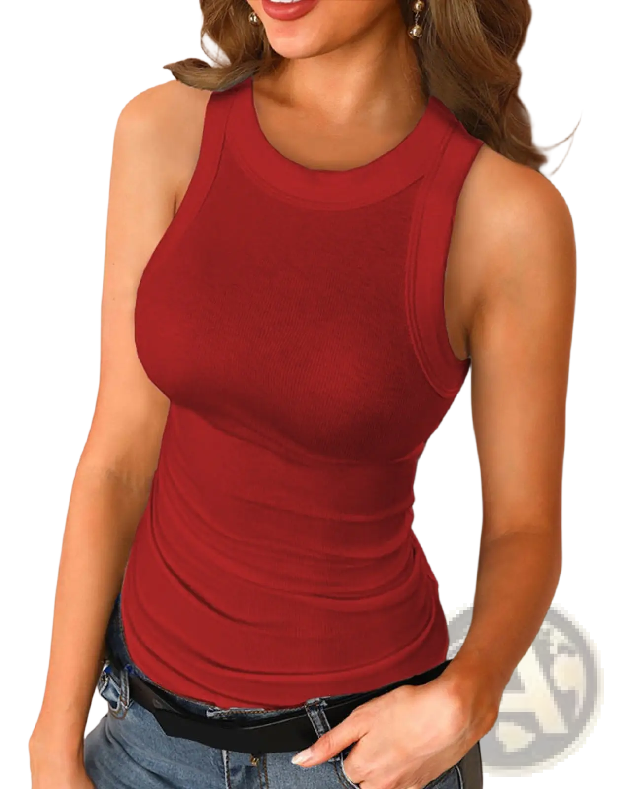 Women's Slim Fit Ribbed Sleeveless Tank Top