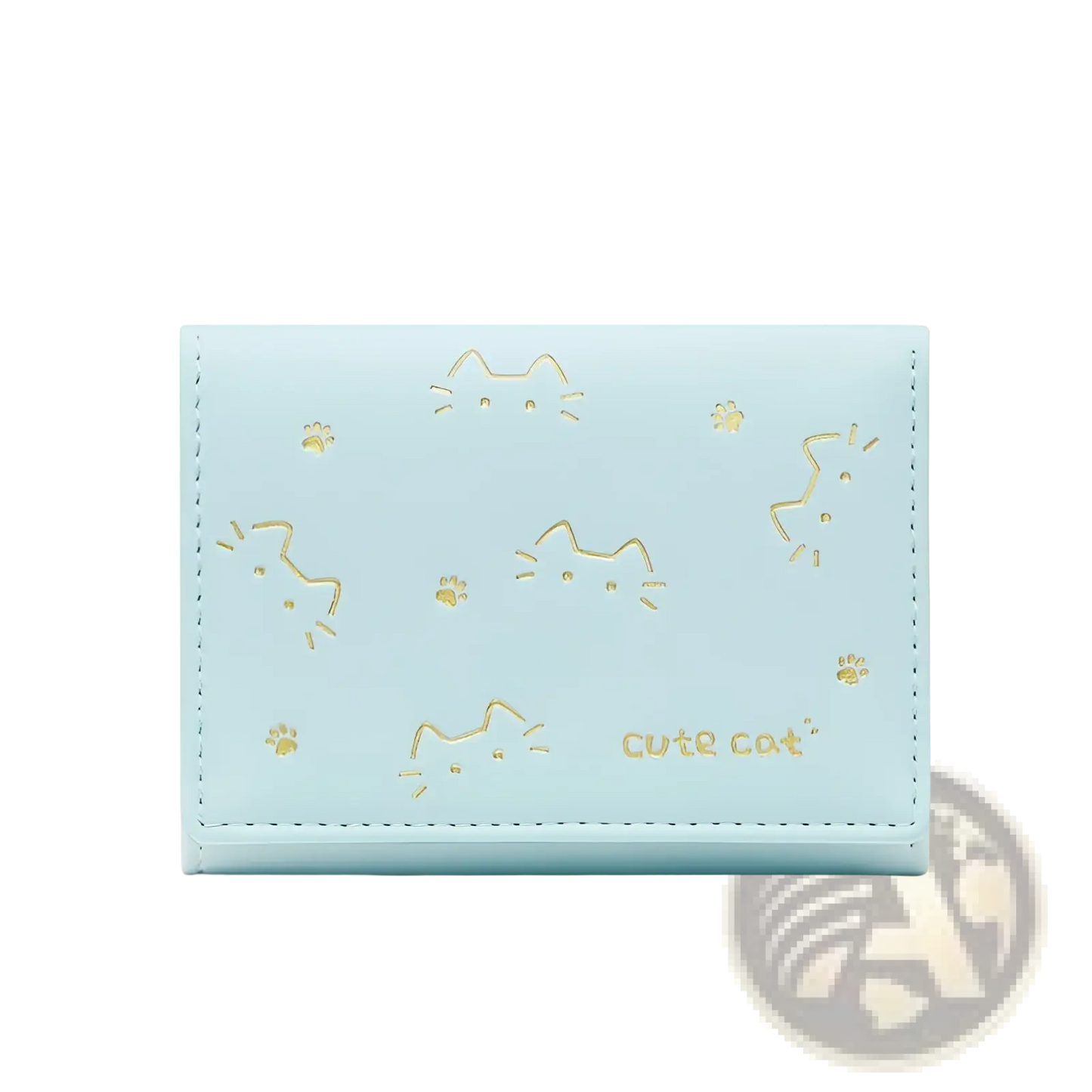Women's Small Cat Print Folding Leather Wallet
