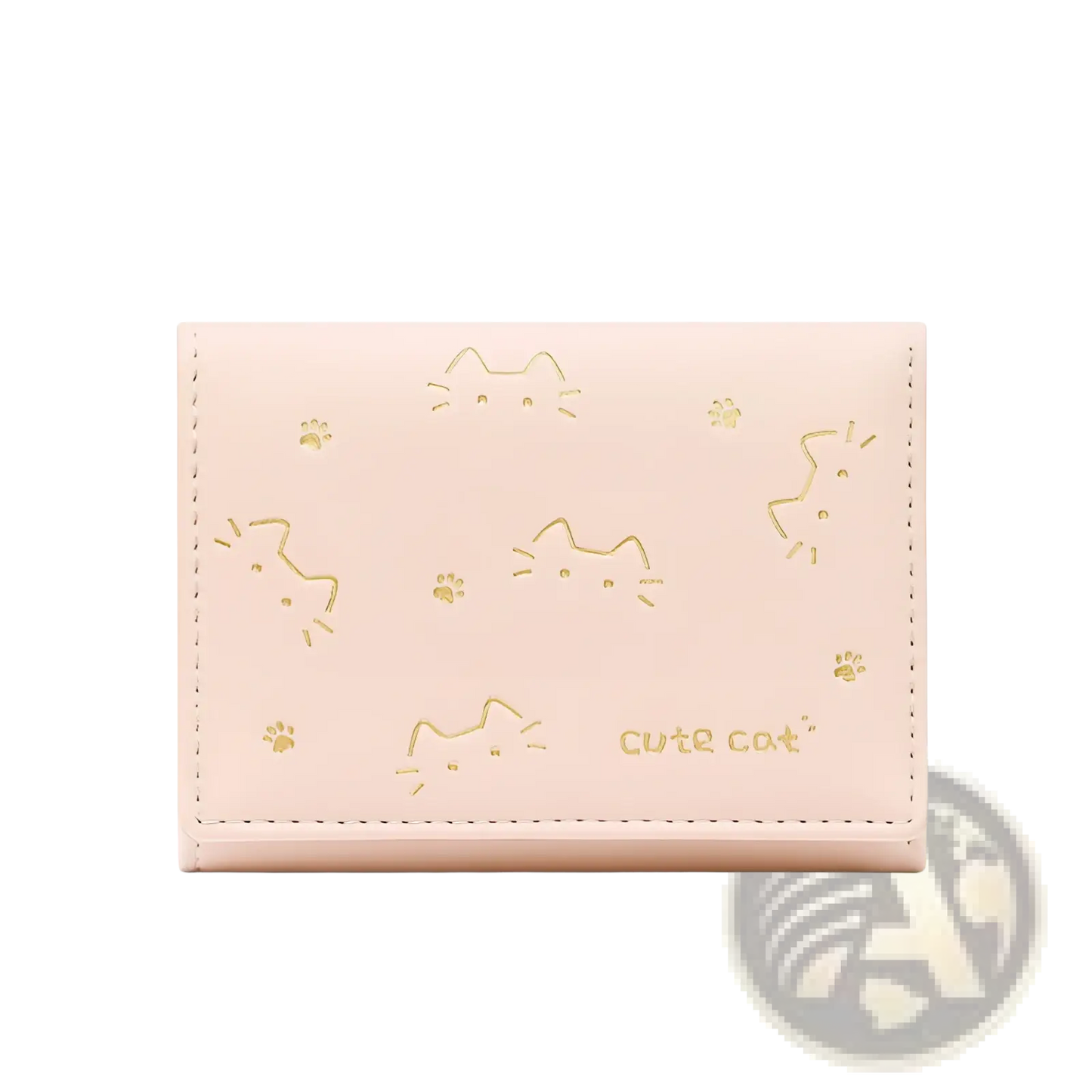 Women's Small Cat Print Folding Leather Wallet