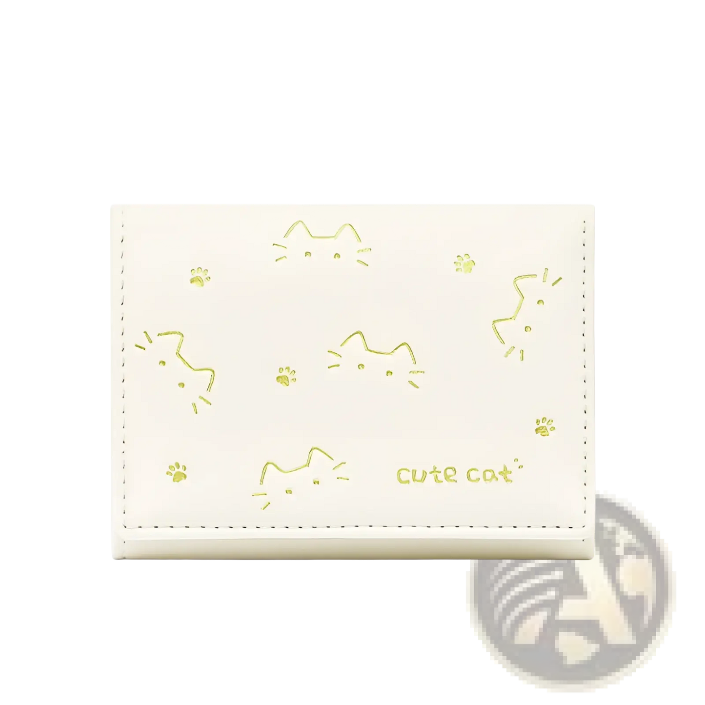 Women's Small Cat Print Folding Leather Wallet