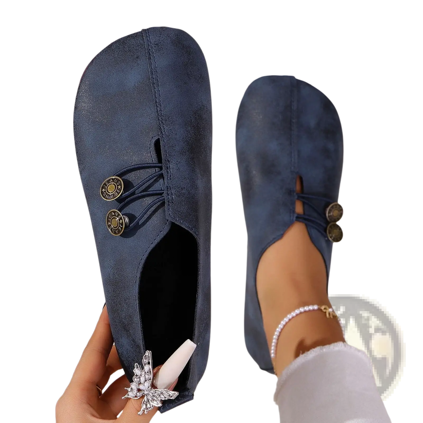 Women's Square Toe Lace-up Leather and Suede Loafers