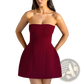 Women's Strapless a Line Mini Dress with Fitted Bodice