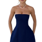 Women's Strapless a Line Mini Dress with Fitted Bodice