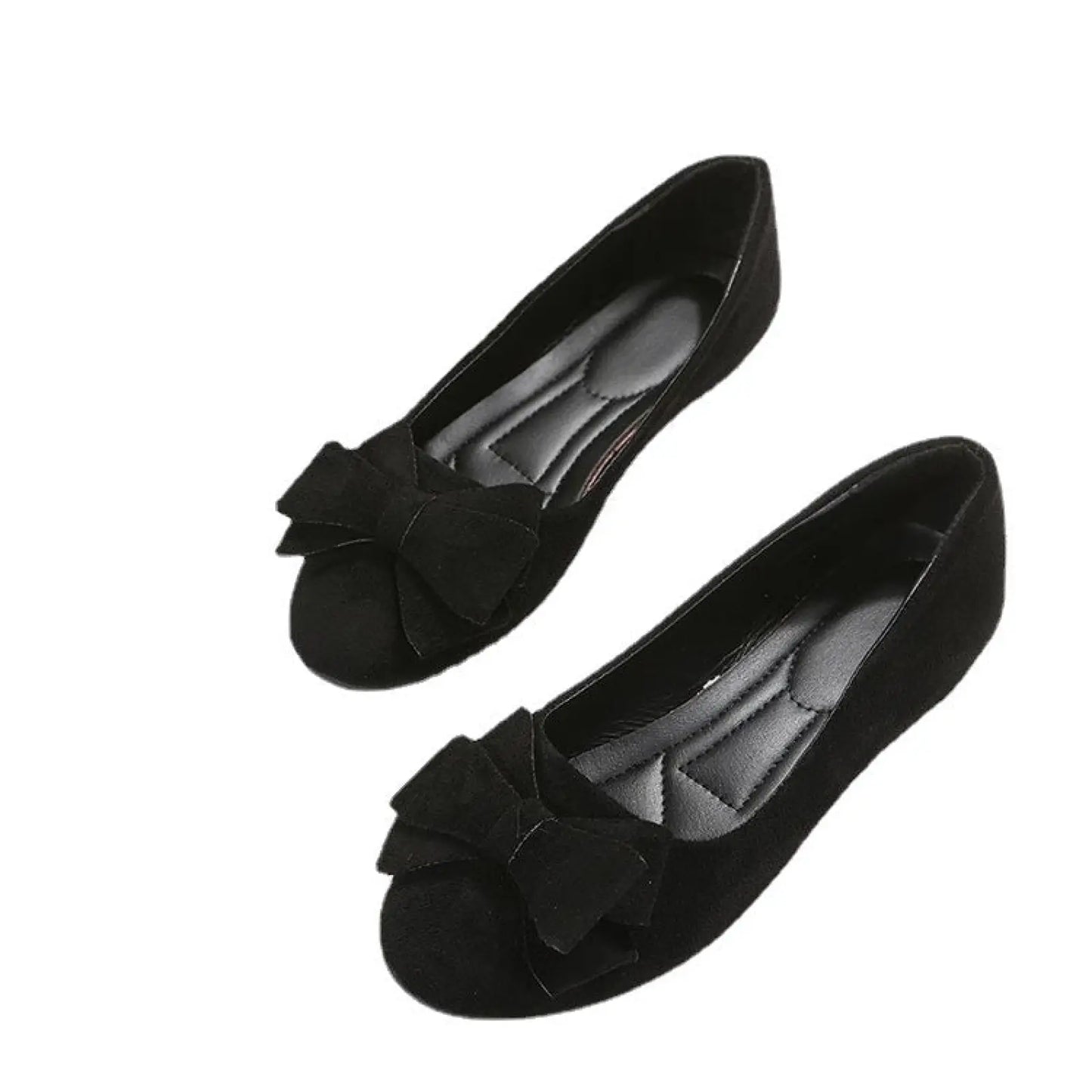 Women's Suede Bow Round Toe Flat Gommino Loafers