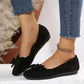 Women's Suede Bow Round Toe Flat Gommino Loafers