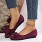 Women's Suede Bow Round Toe Flat Gommino Loafers