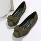 Women's Suede Bow Round Toe Flat Gommino Loafers