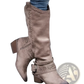 Women's Suede Knight Boots with Buckle Strap