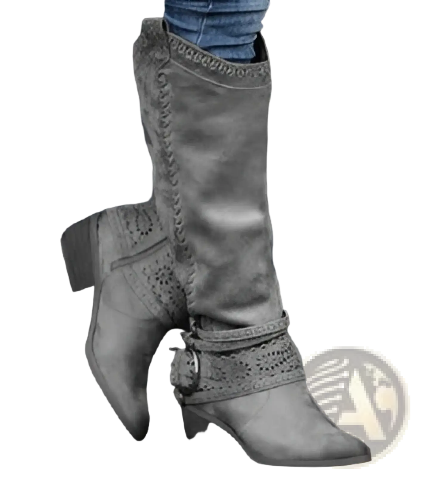 Women's Suede Knight Boots with Buckle Strap