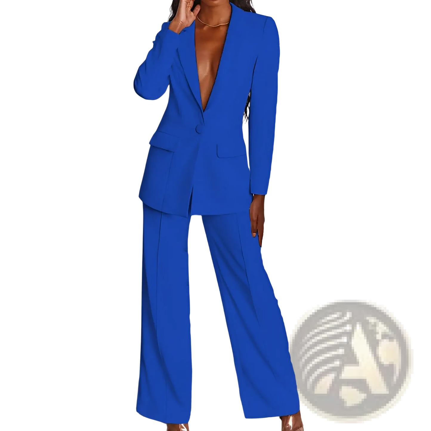 Women's Tailored Blazer and Wide Leg Trouser Suit Set