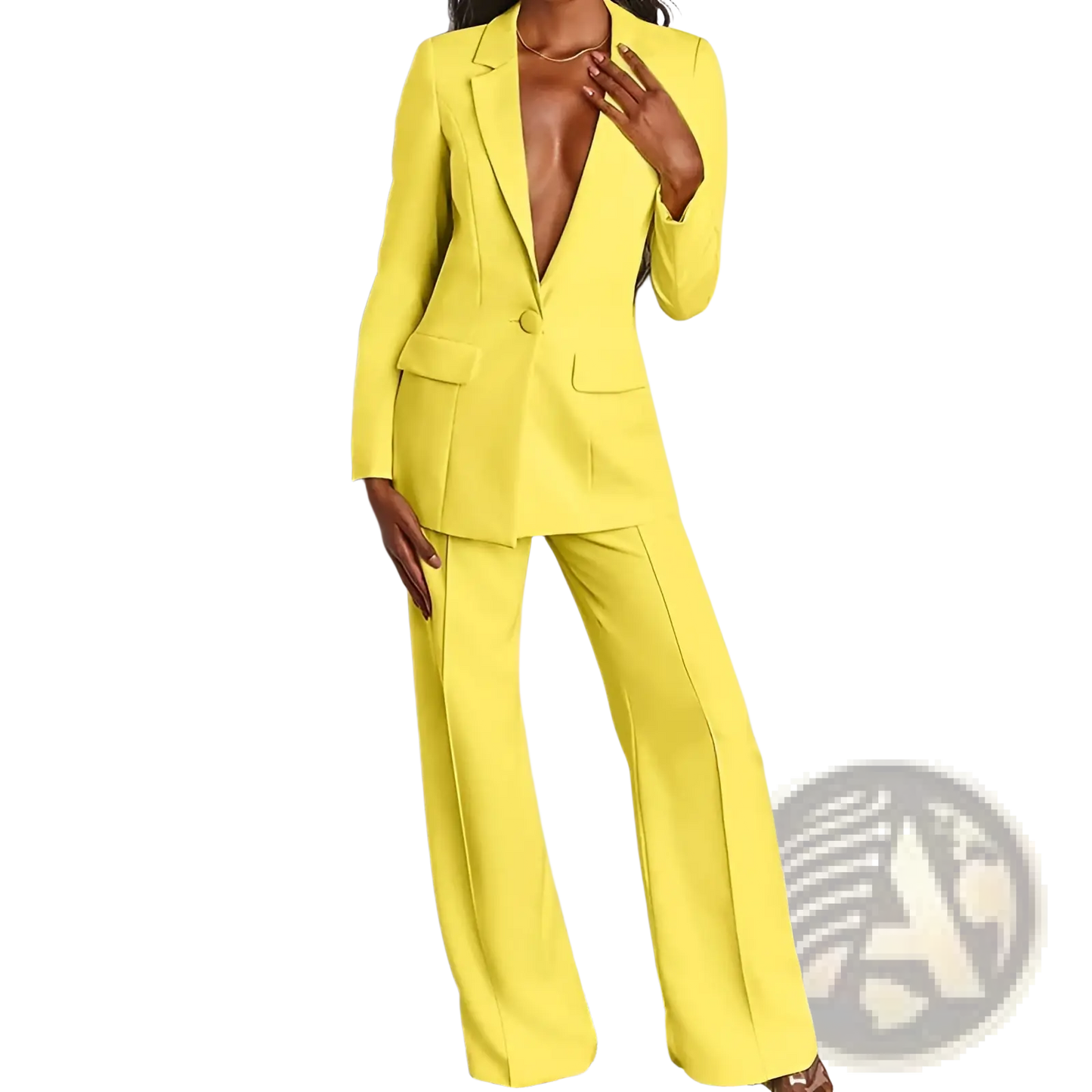 Women's Tailored Blazer and Wide Leg Trouser Suit Set