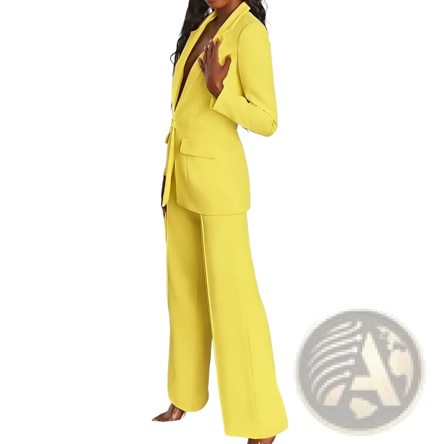 Women's Tailored Blazer and Wide Leg Trouser Suit Set