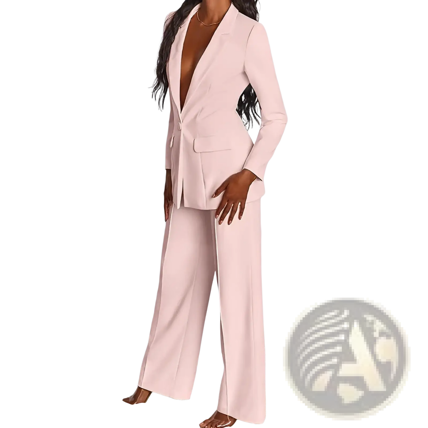 Women's Tailored Blazer and Wide Leg Trouser Suit Set