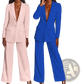 Women's Tailored Blazer and Wide Leg Trouser Suit Set