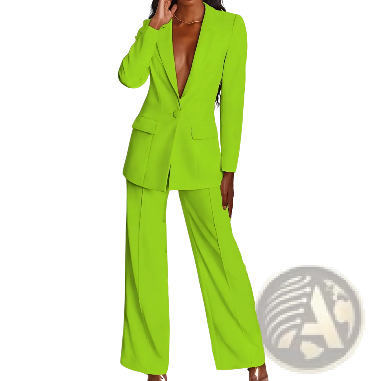 Women's Tailored Blazer and Wide Leg Trouser Suit Set