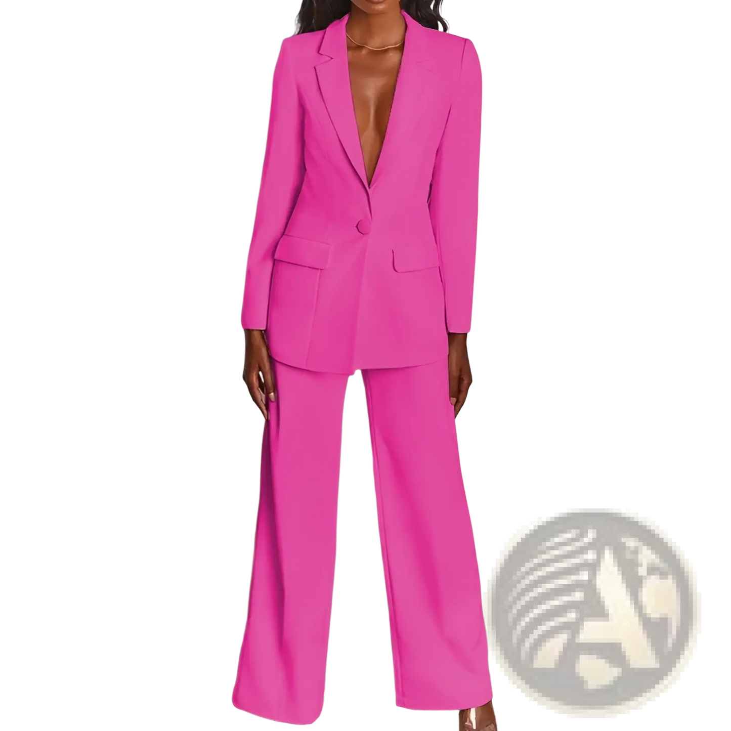 Women's Tailored Blazer and Wide Leg Trouser Suit Set
