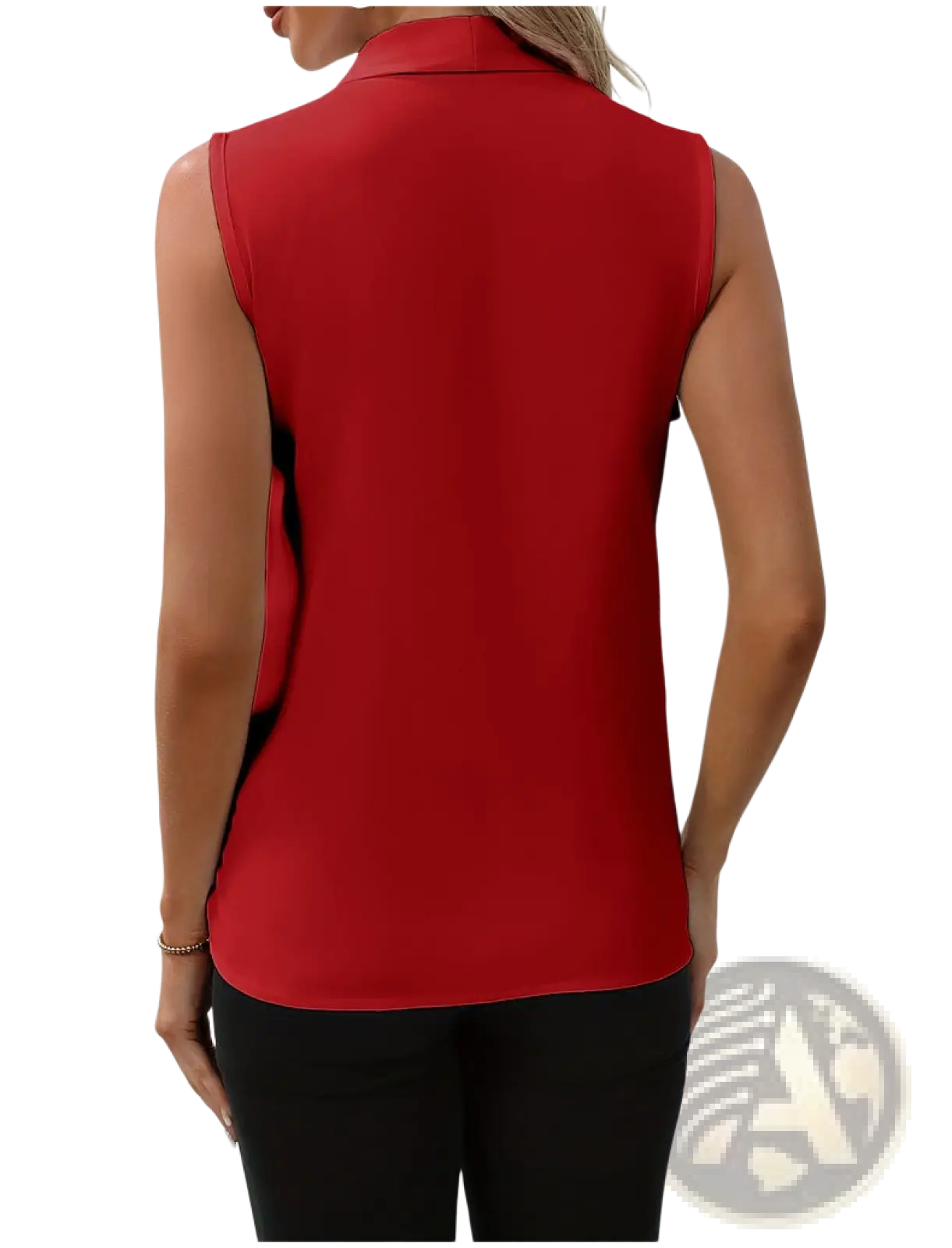 Women's V-neck Pleated Sleeveless Chiffon Blouse