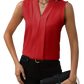 Women's V-neck Pleated Sleeveless Chiffon Blouse