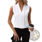 Women's V-neck Pleated Sleeveless Chiffon Blouse
