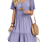 Women's V-neck Tiered Pleated Summer Dress
