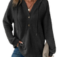 Women's v Neck Waffle Knit Button Hoodie Sweater