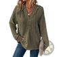 Women's v Neck Waffle Knit Button Hoodie Sweater