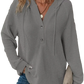 Women's v Neck Waffle Knit Button Hoodie Sweater