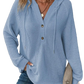 Women's v Neck Waffle Knit Button Hoodie Sweater