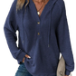 Women's v Neck Waffle Knit Button Hoodie Sweater