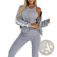 Women's Varsity Button Up Jogger Set Three Piece Suit