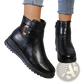 Women's Winter Fleece Ankle Boots Zipper Leather Shoes