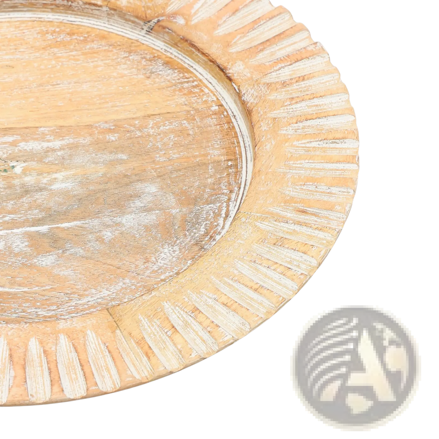 Wood Charger Plate 13 Inch White Handcrafted Set