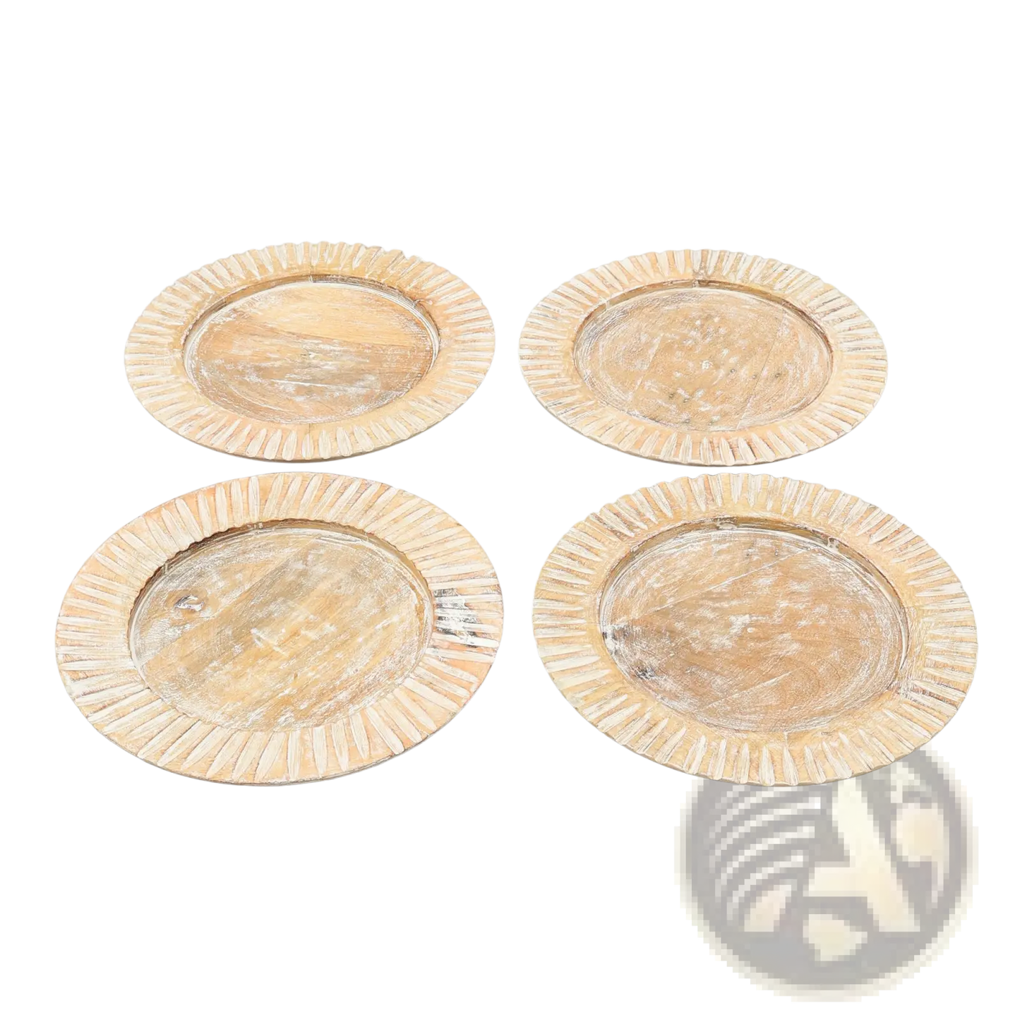Wood Charger Plate 13 Inch White Handcrafted Set