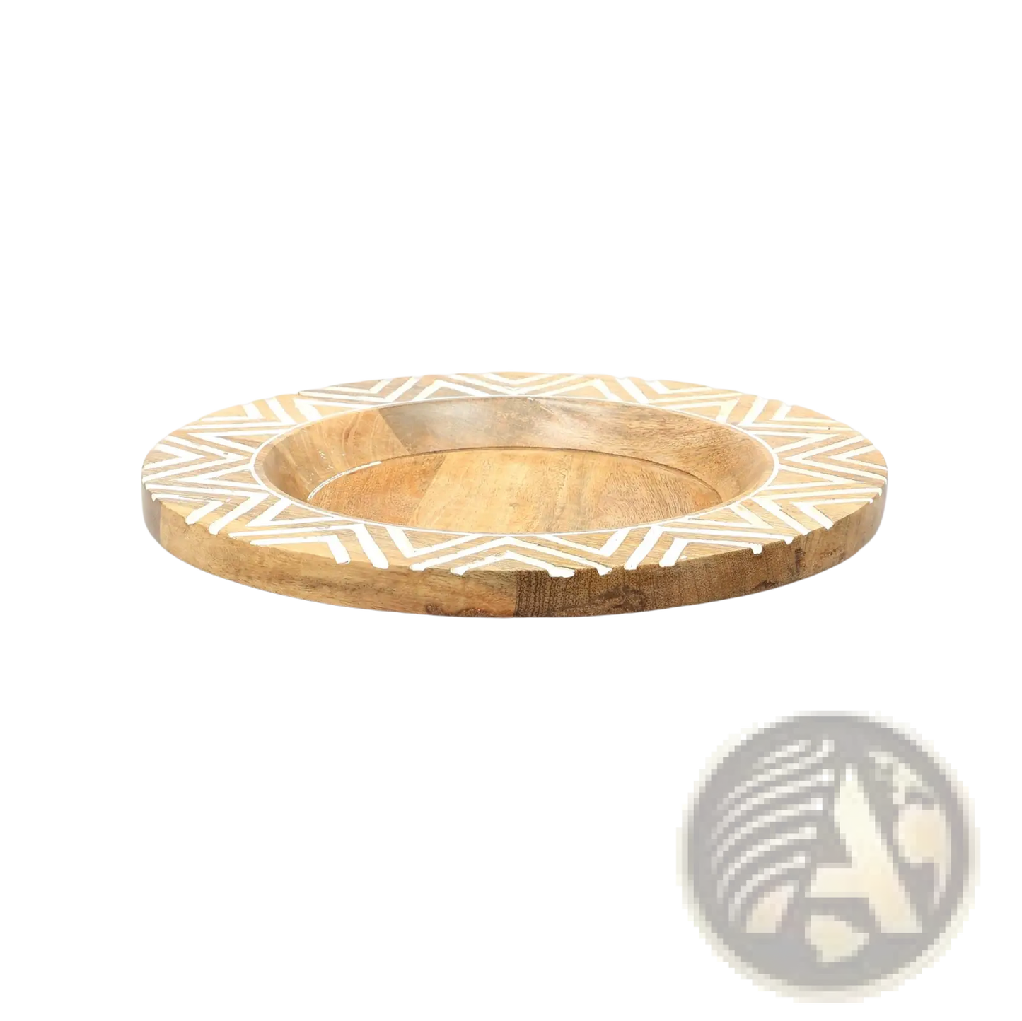 Wood Charger Plate Handcrafted 13 Inch Geometric Inlay