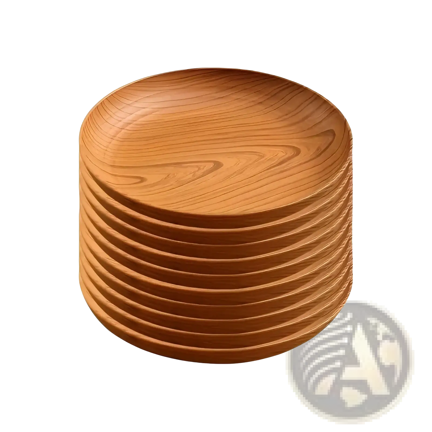 Wood Grain Plastic Plates 10pc Round Striped Design