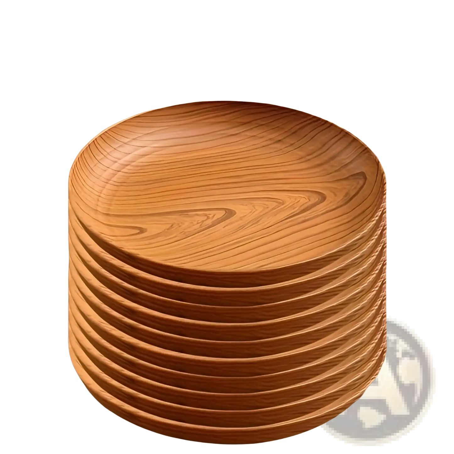Wood Grain Plastic Plates 10pc Round Striped Design